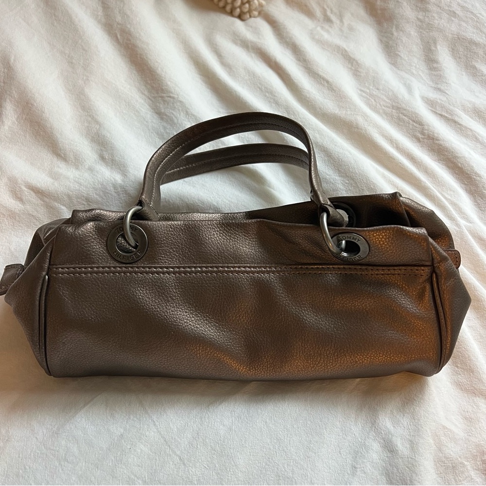 Brown Metallic Tommy Hilfiger Leather Handbag